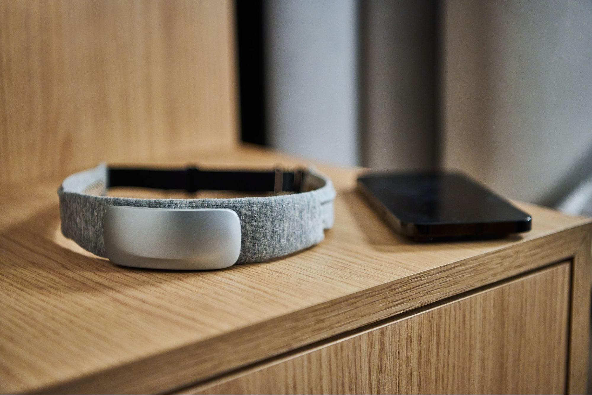 Close up product shot of Muse S Athena and sensors tracking blood flow and brain oxygenation