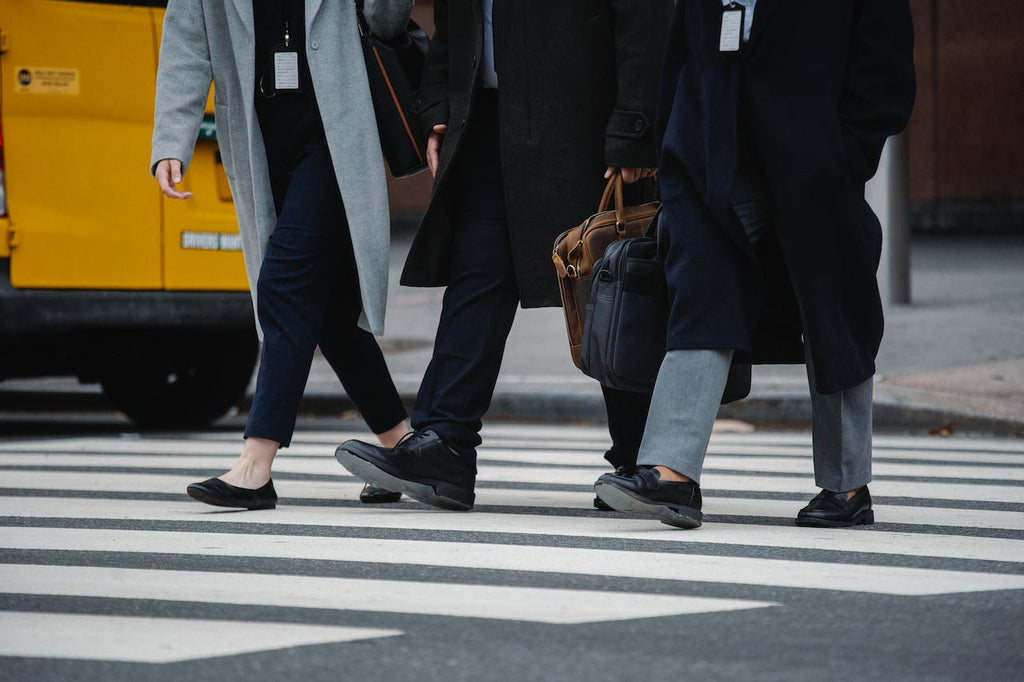 Corporate workers walking together
